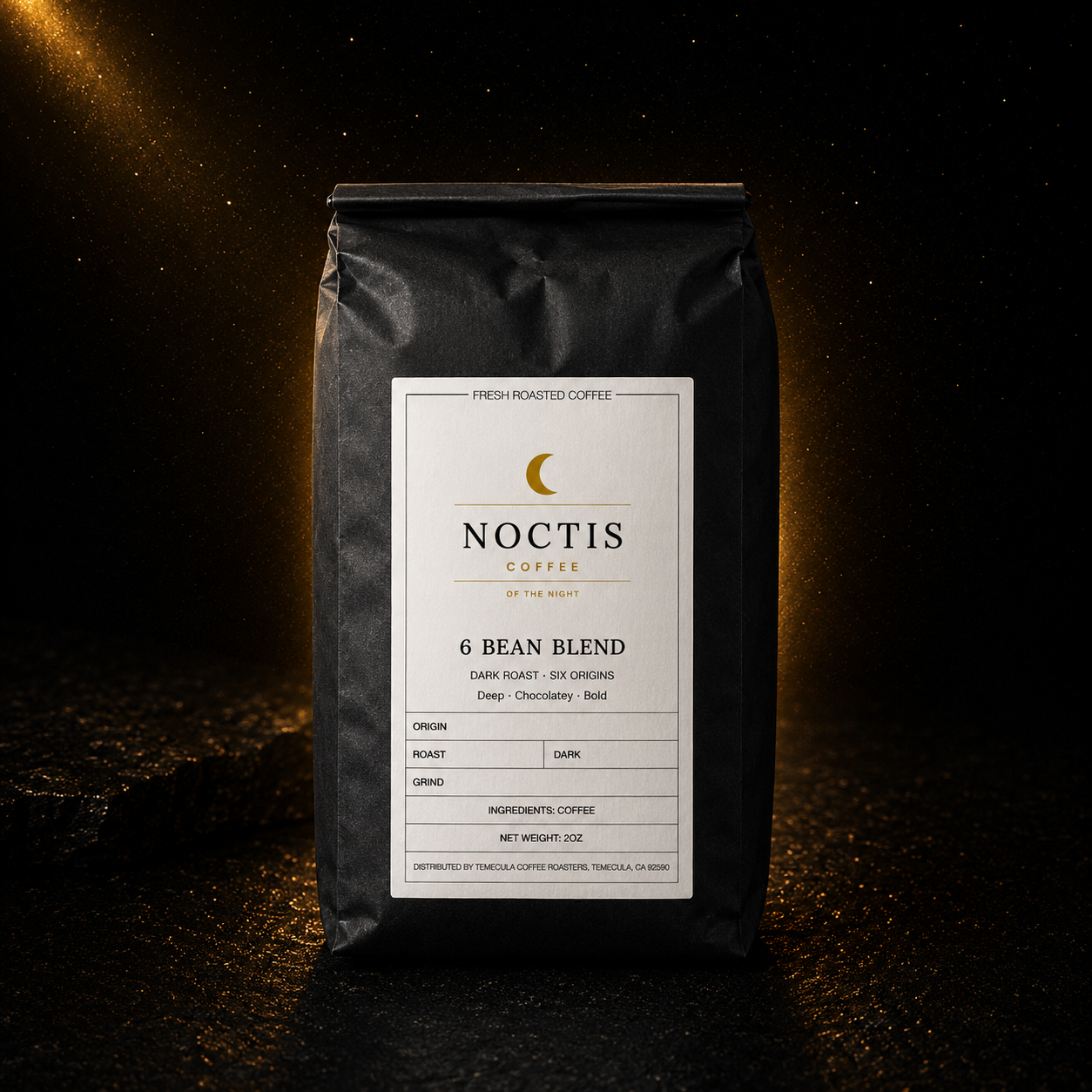 6 Bean Blend dark roast espresso coffee bag — Noctis Coffee